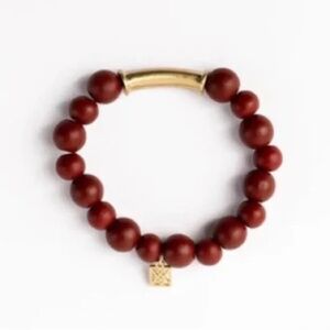 Michelle Mcdowell Wooden Beaded Gold Bar Bracelet - NEW